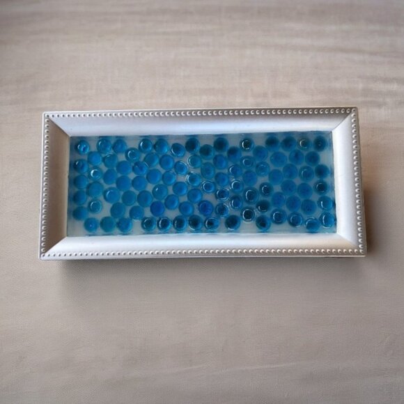 Elegant Marble Glass Blue Gemstone Vanity Tray - Picture 3 of 3
